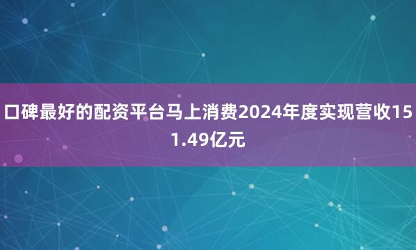 口碑最好的配资平台马上消费2024年度实现营收151.49亿元